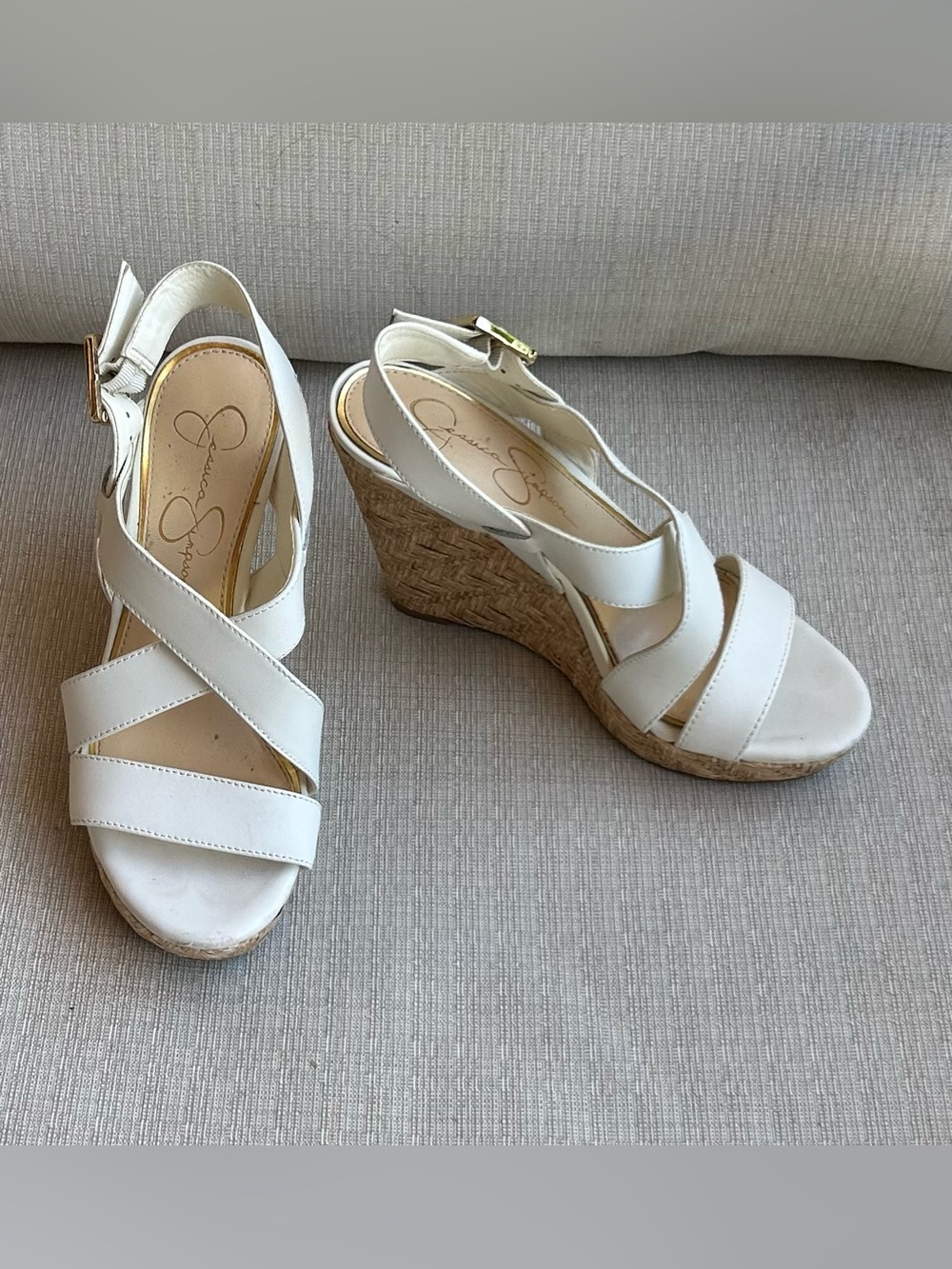 Jessica Simpson White Espadrille Wedge Sandals